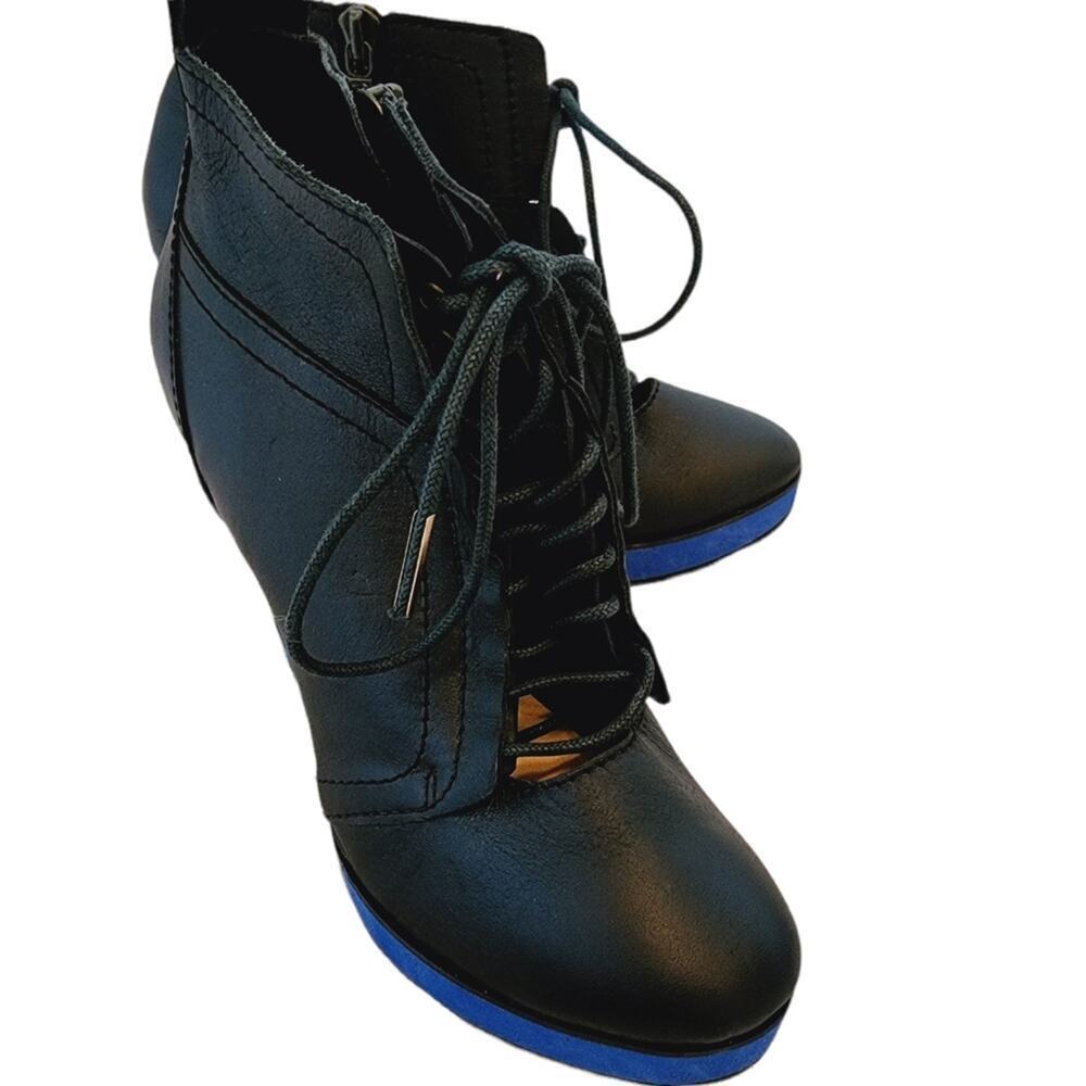 NANETTE LAPORE BLACK PLATFORM TIE SHOES SIZE 8.5